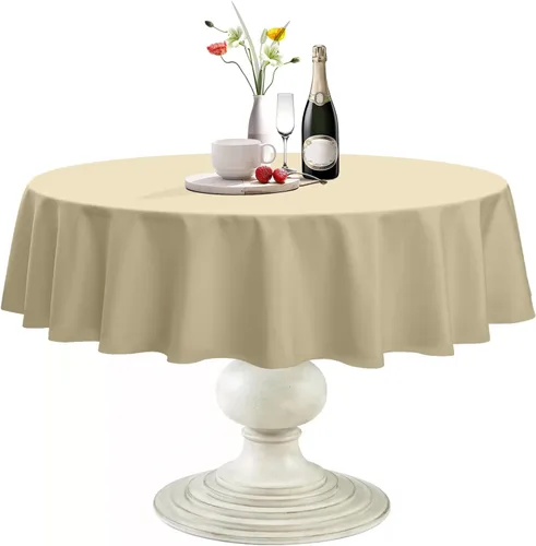 Miniatura 19 de Softalker Mantel Redondo, Impermeable y Resistente a las Manchas, Mantel de Tela Sin Arrugas, Lavable, Poliéster de 210GSM, Cubierta de Mesa