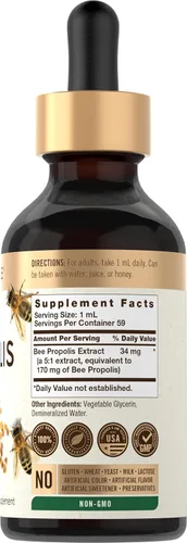 Miniatura 2 de Carlyle Gotas de tintura de propóleo de abeja 2 onzas líquidas Extracto líquido Suplemento sin OMG, sin gluten