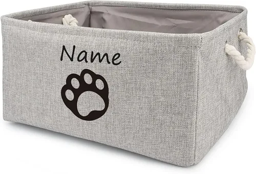 Miniatura 10 de Cesta de almacenamiento de juguetes para perros, plegable, personalizable con diseño de nombre de mascota, organizador para juguetes de perros, F