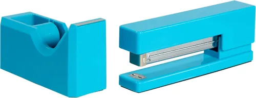 Miniatura 2 de JAM PAPER Juego de oficina y escritorio - 1 engrapadora y 1 dispensador de cinta - Azul - Paquete de 2