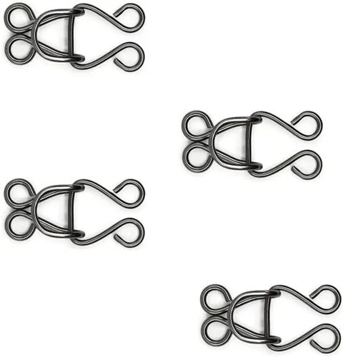 Miniatura 4 de Lakesstory Gancho y ojos para sujetador, ropa, pantalones, falda, 4 juegos en un paquete, cierres de costura, unisex, adulto, 4 unidades Negro