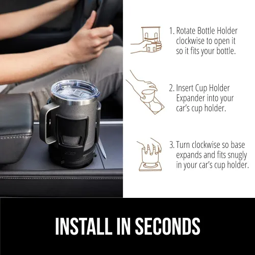 Miniatura 6 de GORILLA GRIP En Espera de Patente Expansor de Portavasos para Coche, Mantiene Tazas Grandes de Bebidas Seguras, Expande para Ajustarse a Yeti, Negro
