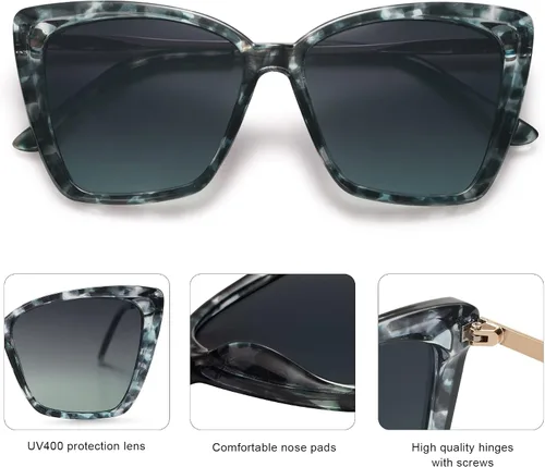 Miniatura 32 de SOJOS Gafas de sol polarizadas de moda para mujer, retro, de gran tamaño, cuadrado, ojo de gato, gafas de sol con protección UV SJ2206