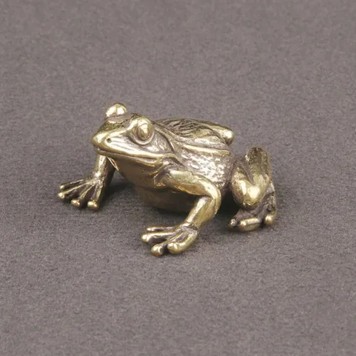 Miniatura 2 de HOMSFOU Figuras de animales de latón, figuras de Feng Shui, rana de Vinatge, figuras de Feng Shui, decoración de mesa de rana, decoración de rana