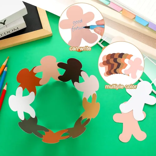 Miniatura 3 de Lincia 108 recortes de papel en forma de personas de 3.5 pulgadas para manualidades, recortes multiculturales en blanco para tablón de anuncios