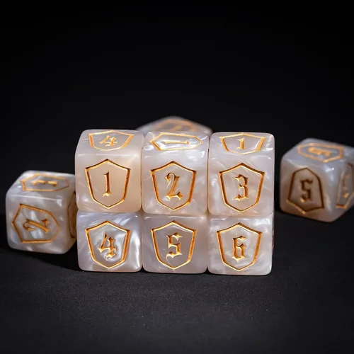 Miniatura 10 de Juego de 10 dados D6 de 16 mm, juego de dados blancos de 6 lados para juegos de mesa RPG A-white