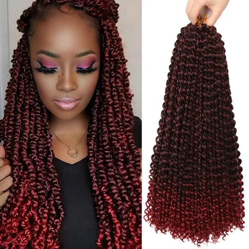 Miniatura 31 de Cabello Passion Twist de 30 pulgadas, cabello rubio de ondas de agua con ganchillo para mujeres, cabello rubio Passion Twist de ganchillo largo 27#