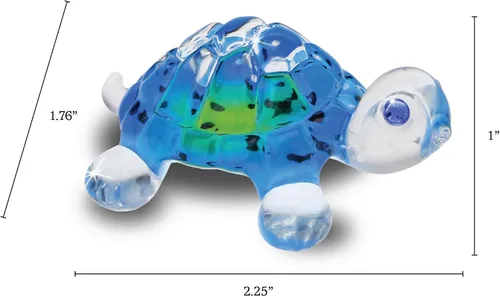Miniatura 4 de Glass Baron Figura de cristal de tortuga azul brillante, soplada a mano y esculpida con detalles de cristal austriaco, adorno coleccionable