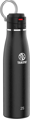 Takeya Traveler - Taza de café de viaje de acero inoxidable con tapa abatible (25 onzas, ónix) – Taza aislada a prueba de fugas para café y té Ónice