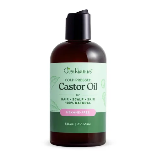 Aceite de ricino prensado en frío, 100% puro y sin hexano, suero para crecimiento del cabello, pestañas y cejas | Hidratante profundo para piel y