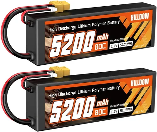 Miniatura 7 de Hilldow 11.1V 5200mAh Lipo Battery 3S 80C Hard Case RC Battery with XT60 Connector for RC Car Truck Boat Airplane Quadcopter Helicopter Racing Hobby