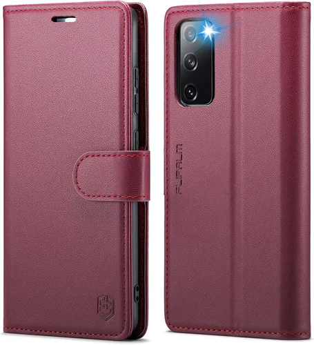 FLIPALM Funda tipo cartera para Samsung Galaxy S20 FE 5G, bloqueo RFID, tarjetero de crédito, de piel sintética, función atril, funda protectora a