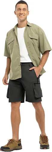 Miniatura 7 de TBMPOY Pantalones cortos de senderismo elásticos para hombre, con 6 bolsillos, de secado rápido, casuales, para trabajo, campamento, viajes
