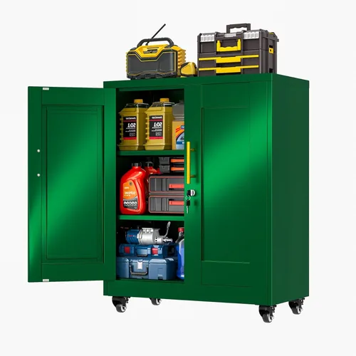 Miniatura 23 de Gabinete de Almacenamiento de Metal Negro, Gabinete de Almacenamiento Alto de 36" con Cerradura y 2 Estantes Ajustables, Organizador de Casillero