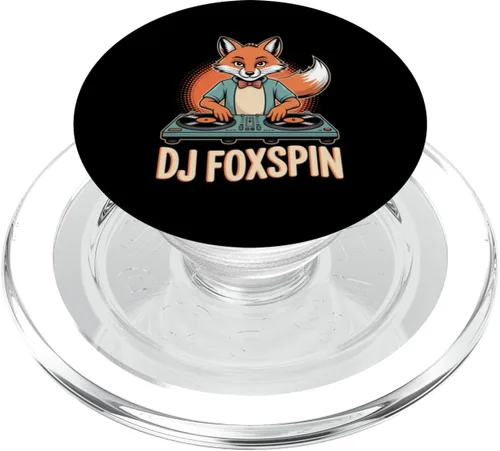 Miniatura 8 de DJ Foxspin Retro Fox DJ Turntables Club Vibes PopSockets Adhesive PopGrip