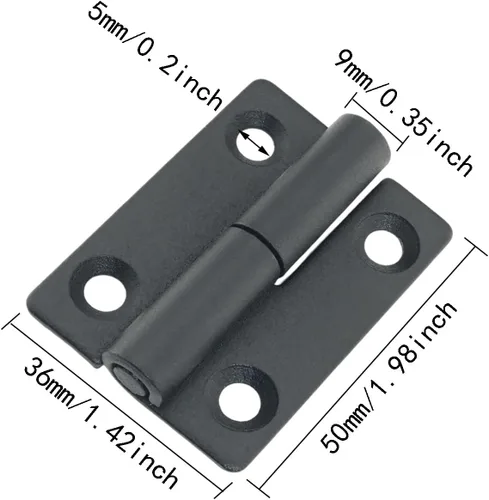 Miniatura 2 de Bisagras de elevación negras de acero inoxidable 304 bisagras desmontables de 1.969 x 1.417 x 0.079 in, bisagras de bandera pequeñas, bisagras