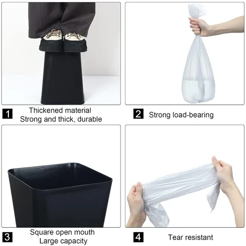 Miniatura 3 de Eccliy Paquete de 6 botes de basura de plástico de 1.6 galones pequeños para baño, con 3 rollos de bolsas para dormitorio, hogar, oficina, sala