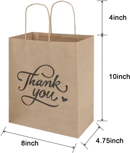 Miniatura 2 de bagmad Paquete de 100 Bolsas de Regalo de Papel Marrones Medianas de 8 x 4.75 x 10 pulgadas con Asas a Granel, Bolsas de Papel Kraft de marrón