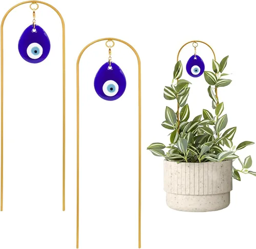 Miniatura 7 de Paquete de 2 enrejados pequeños para plantas en maceta, estacas de soporte de metal dorado para plantas trepadoras de interior, accesorios