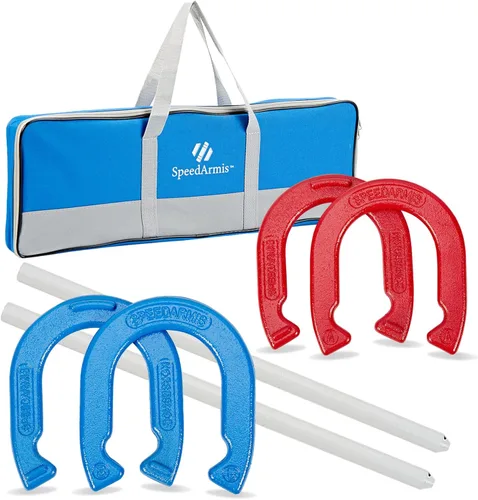 Miniatura 10 de SpeedArmis Juego de herraduras para exteriores, juego de herraduras de césped de tamaño universal, juegos al aire libre para fiestas, playa, patio
