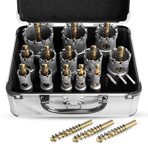 Miniatura 32 de Sierra de Agujero de Metal de 1" (26mm) Juego de 2 Piezas de Servicio Pesado con Punta de Carburo de Tungsteno Juego de Cortadores de Agujeros