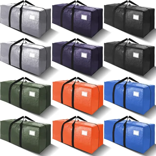 Miniatura 15 de VELVETSURE - Bolsas de almacenamiento extragrandes y de alta resistencia para mudanza, con asas y cremalleras, correas de mochila, asas grandes
