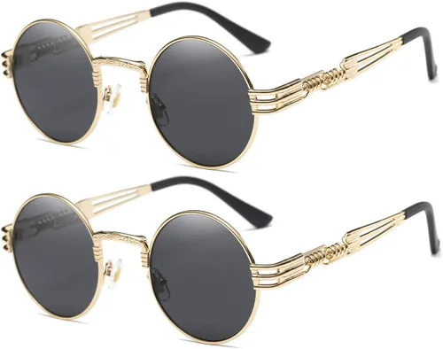 Miniatura 70 de Dollger Gafas de sol redondas Steampunk con marco de metal