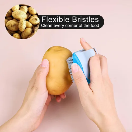 Miniatura 3 de Aodaer 4 piezas de cepillo para verduras, cepillo de silicona dura y suave, herramientas de limpieza de frutas laterales para verduras delicadas