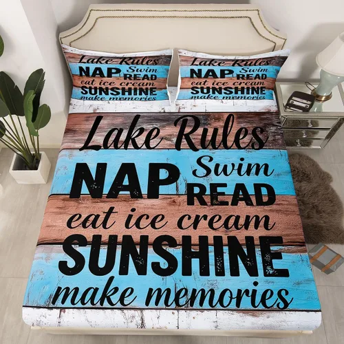 Miniatura 25 de Erosebridal Fishing Fitted Sheet Twin for Boys, Big Pike Fish Black Bed Sheets for Rustic Farmhouse Lake House Decor, Fishing Bedding Set Marine