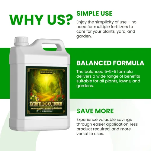 Miniatura 7 de Humboldts Secret Fertilizante líquido Everything Outdoor 5-5-5 con algas noruegas y micronutrientes para césped, jardines, verduras, flores