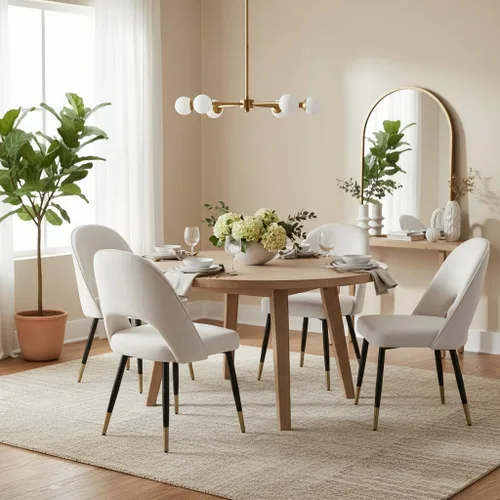 Miniatura 10 de LukeAlon Juego de 2 sillas de comedor clásicas de terciopelo, sillas de cocina tapizadas con respaldo abierto con patas de metal, sillas laterales