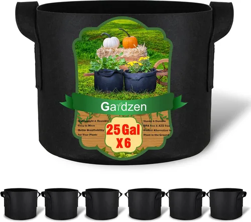 Miniatura 11 de Gardzen - Paquete de 6 bolsas de cultivo de 1 galón, macetas de tela de aireación con asas, macetas de tela resistentes para plantas
