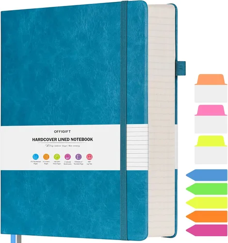 Miniatura 9 de Cuaderno rayado, cuaderno grande A5 con rayas universitarias, cuaderno de trabajo de 312 páginas numeradas con calcomanías de índice, papel grueso