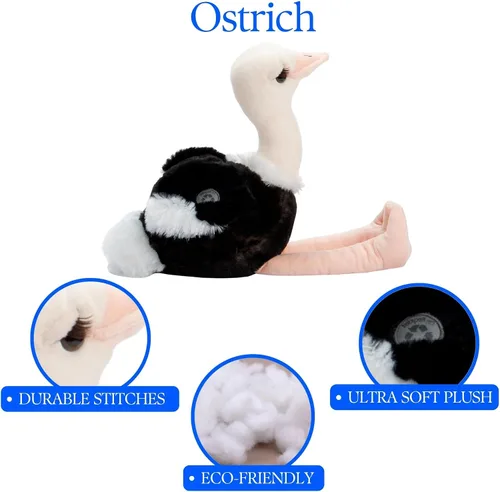 Miniatura 2 de The Petting Zoo Peluche de avestruz, regalos para niños, animales salvajes del zoológico Onez, juguete de peluche de avestruz de 12 pulgadas
