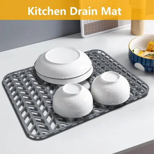Miniatura 6 de Protectores de fregadero para fregadero de cocina de 12, 13, 16, 18, 19, 24, 26, 28, 29, 30 pulgadas, protectores de silicona para fregadero de Gris