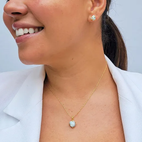 Miniatura 8 de Aretes de piedra preciosa natural en bruto con oro amarillo sobre plata de ley 925, 6 a 0.276 in, regalo de piedra de nacimiento de calidad genuina