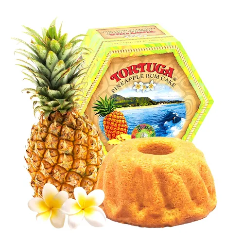 TORTUGA Pastel de ron de piña hawaiana – Tortas de ron de piña de 16 onzas – El regalo gourmet perfecto para rellenos de calcetines, cestas de