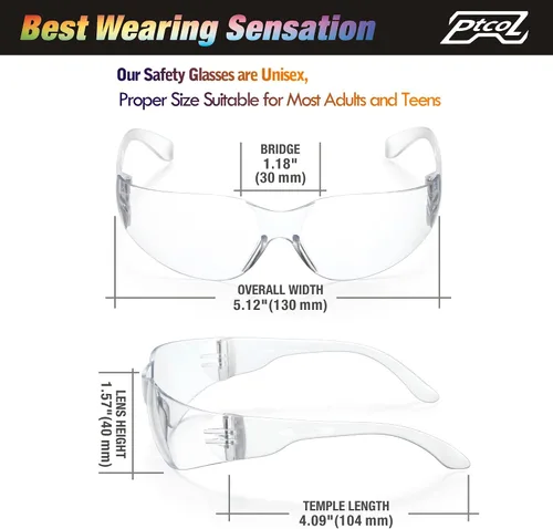 Miniatura 5 de Paquete de 3 Gafas de Seguridad a Granel con Lentes Cristalinas Transparentes Unisex Antirayones Gafas Protectoras Resistentes a Impactos
