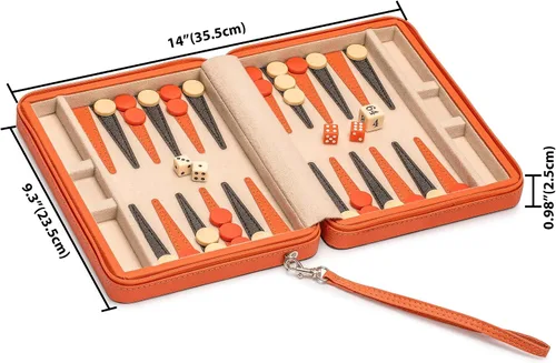Miniatura 9 de Yellow Mountain Imports Juego de Backgammon Mini de Tamaño de Viaje, Alanya - Fichas Magnéticas y Tablero de 9 Pulgadas en Elegante Estuche de Cuero
