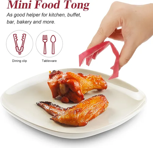 Miniatura 2 de Yardwe Paquete de 12 pinzas de plástico resistentes al calor, para un agarre limpio y comer sin problemas de aperitivos, alas de pollo y alimentos