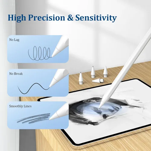 Miniatura 7 de Puntas de repuesto para Apple Pencil Pro/2ª generación/1ª generación/USB-C, puntas metálicas sin desgaste, control preciso de 0,78 mm, puntas más