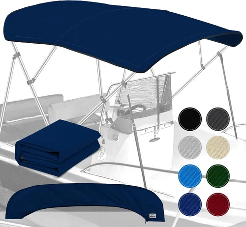 Miniatura 16 de Lona universal de repuesto Bimini de 4 arcos, lona superior Bimini solo con funda de almacenamiento con cremallera, grado marino 900D, impermeable