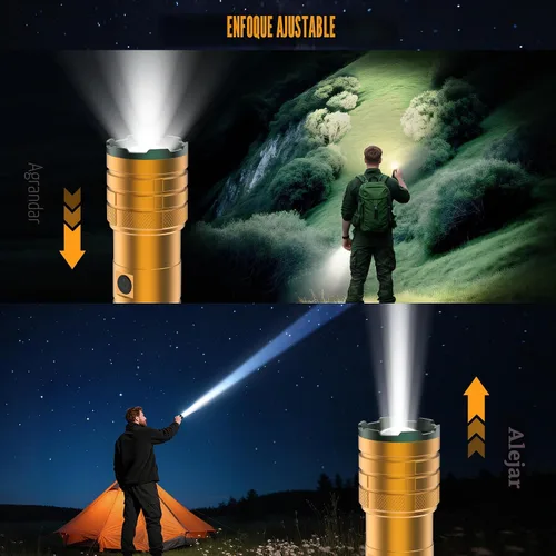 Miniatura 3 de Linternas recargables Limalnicy de alto lúmen 10000 de larga duración, 4 modos con luz COB lateral, súper brillante linterna LED con entrada