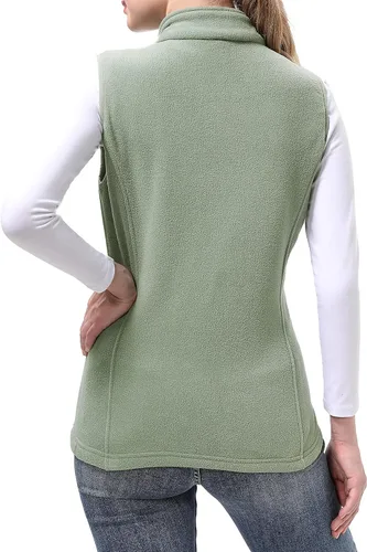 Miniatura 7 de BenBoy Chaleco de forro polar para mujer, chaleco suave, sin mangas, con bolsillos con cremallera, ropa cálida para otoño e invierno