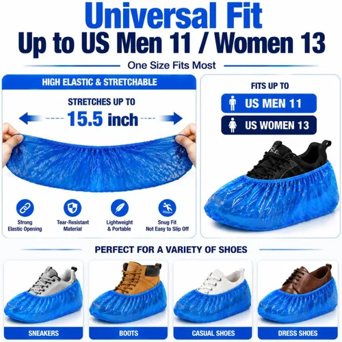 Miniatura 6 de Fundas desechables impermeables antideslizantes – Botines de plástico para interiores, paquete de 60 fundas de zapatos de ajuste universal