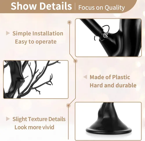 Miniatura 4 de NUPTIO Árbol Artificial Negro de Halloween: 22.8 pulgadas de Alto Exhibidor de Ornamentos Navideños Árboles Falsos Manzanita Ramas Decorativas