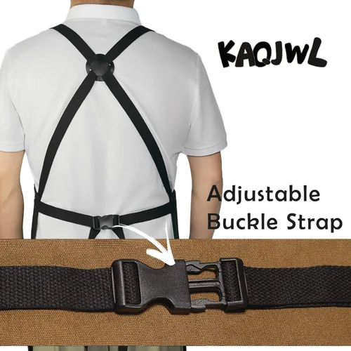 Miniatura 6 de Professional Unisex Chef Apron Cross-Back, Large Pockets, Water-Resistant Cotton Canvas
