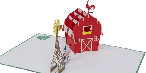 Miniatura 7 de iGifts And Cards Cow Barn 3D Pop Up Tarjeta de felicitación – Animales, molino de viento, granja, ganado, lácteos, sol, wow, diversión, mitad