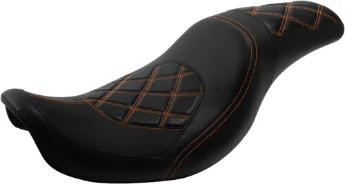 Miniatura 10 de TCT-MOTORPARTS Asiento de pasajero de 2 posiciones para Harley Dyna Wide Glide Fat Bob 2006-2017 # 03 Negro+Naranja