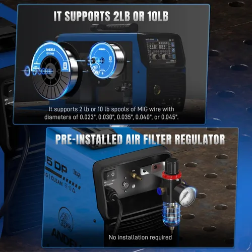 Miniatura 8 de ANDELI Soldador multiproceso, 8 en 1 cortador de plasma/pulsado MIG/HF TIG/núcleo de flujo/frío/limpio/palo máquina de soldadura de aluminio